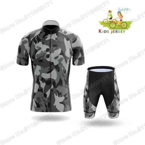 Kids Cycling Jersey Set 2021 Grey Boys Short Sleeve Summer Cycling Clothing MTB Ropa Ciclismo Child Wear Sports Suit