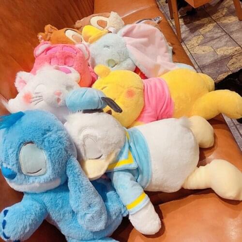 Disney Big Size 40-50cm Cate Kawaii Dumbo Stitch Donald Duck Sleeping Plush Toy Doll Stuffed Animals Pillow For Girls Gift