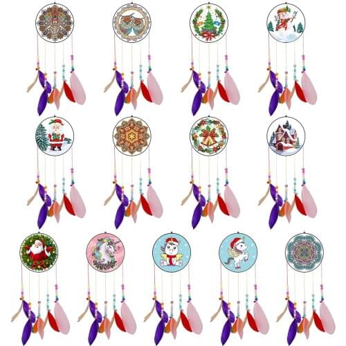 DIY Diamond Painting Acrylic Lucky Wind Chime Crafts Rhinestone Dream Catcher Hanging Pendant Home Decoration Mosaic Art