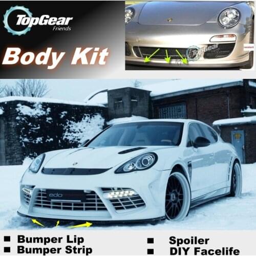 For Porsche Panamera 970 / 911 Bumper Lip Lips / Top Gear Shop Spoiler For Car Tuning / TOPGEAR Body Kit + Strip
