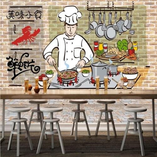 Dropshipping Colomac Custom Photo Wallpaper Crayfish Delicious Food Kitchen Wall Paper Restaurant Wallpaper Papier Peint Mural