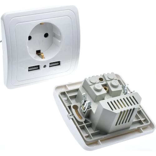 Dual USB Port 5V 2A Electric Wall Charger Adapter EU Plug Socket Switch Power Dock Station Charging Outlet Panel