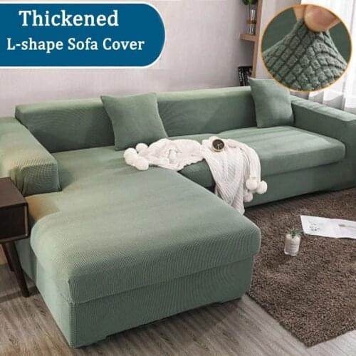 1/2/3/4 Seat Polar Fleece Sofa Cover Elastic Checked Sofa Covers Washable Removable Couch Covers L Shape Corner Sofa Covers