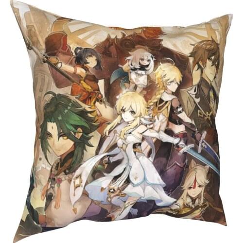 Genshin Impact Zhongli Game Pillowcase Printing Fabric Cushion Cover Decorative Pillow Case Cover Home Square 18