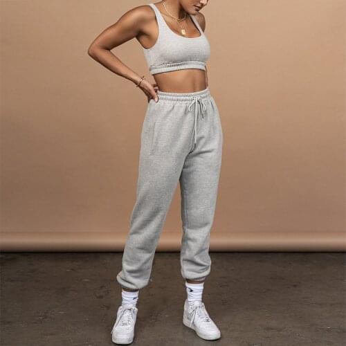 Yoga Sets Women Fitness Bra Crop Top Active Wear Drawstring Pants Pocket Sport Suits Athletics Workout Sets Women Gym Clothes