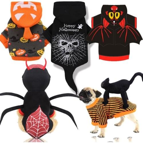 Halloween Dogs Costumes Winter Warm Pet Dogs Jacket Coat Puppy Clothing Hoodies For Small Medium Dogs Cosplay Funny Pet Clothes
