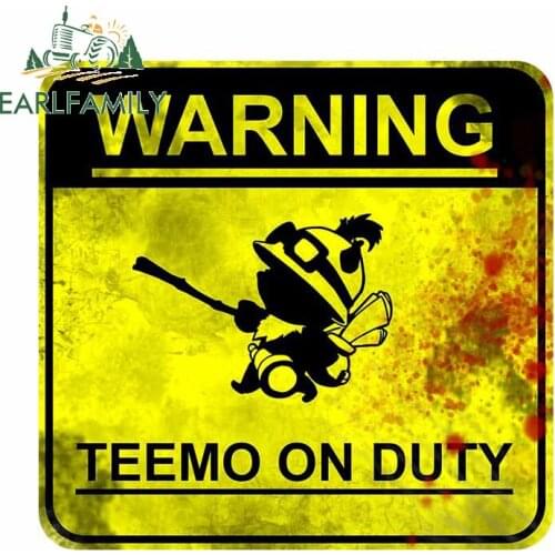 EARLFAMILY 13cm x 12.6cm for Teemo on Duty Car Stickers Vinyl Material Windshield Snowboard Fine Cratch-Proof Surfboard Decal