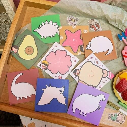 Cute Mini Memo Pad, Ins Lovely Loose Leaf Non-sticky Memos Sheets Pocket Size Kawaii Animal Note Pads Office School Supplies