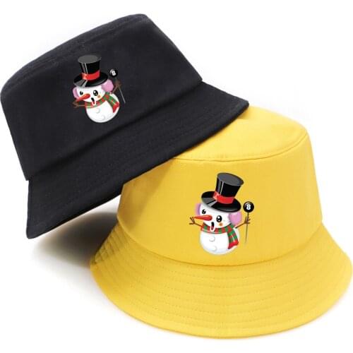 Christmas Snowman Fashion Bucket Hat Male Outdoor Womens Fishing Hats Autumn K-pop Fishing Cap Hot Streetwear Beige Bob Chapeau