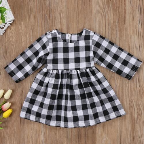 Baby Girl Fahion Toddler Princess Dress Party Pageant Plaid Warm Dresses Clothes