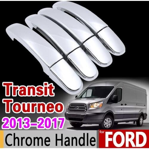 For Ford Transit Tourneo MK4 Chrome Handle Cover Trim Set for 4Dr 2013 2014 2015 2016 2017 Car Accessories Stickers Car Styling