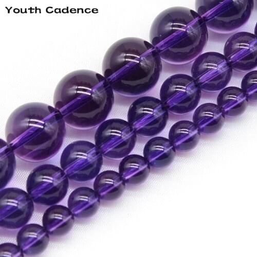 Wholesale Natural Crystal Amethysts Dream Purple Quartz Stone Round Ball Loose Beads For Jewelry Making DIY 15" 6/8/10/12mm