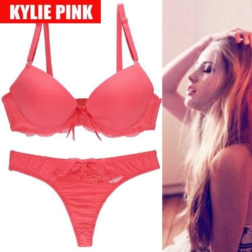 Wholesale Sexy Bra Thong Suit Bright Color Girls Lace Bra Panties Underwear Set Adjustable Plus Size French Style Lingerie Set