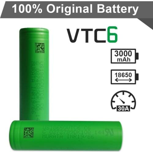 Free shipping Original Vapcell 18650 VTC6 3000mah / 3100mAh 20A rechargeable li ion battery batteries for power tools flashlight