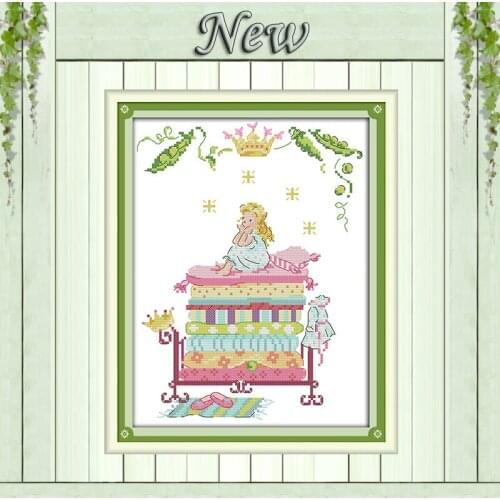 Princess dream girl cartoon DMC 14CT 11CT Counted printed on canvas chinese Cross Stitch Embroidery Set Needlework kits painting