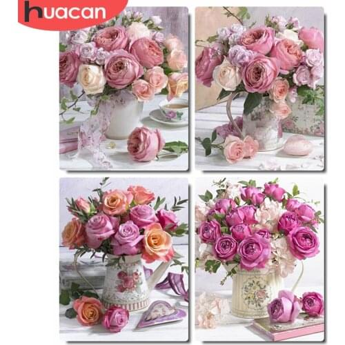 HUACAN Coloring By Numbers Kits Flower Dawing On Canvas HandPainted Painting Art Gift DIY Home Decoration