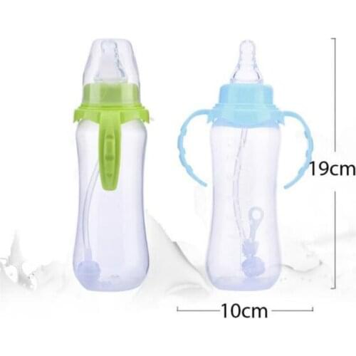 Clearance!!! 240ml Safe Baby Bottle Newborn Infant Children Learn Feeding Drinking Handle Bottle Kids Straw Juice Water Bottles