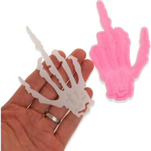 Silicone Skeleton Hand Mold With Keychain Hole DIY Resin Keychain Halloween Gift 10364750