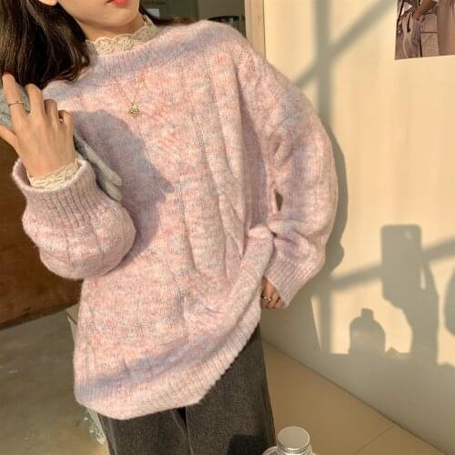 Autumn And Winter Oversized Sweater Women Fashion Vintage Thick O-Neck Knitted Long Sleeve Pullover Harajuku Ulzzang Sweaters