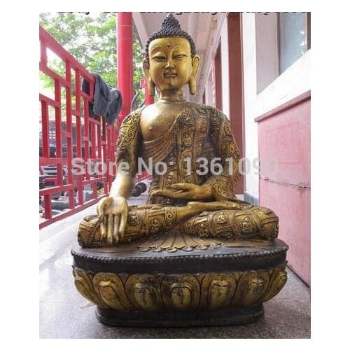 Xd 001301 Huge Tibet Temple Bronze Gild Gilt Sakyamuni Shakyamuni Buddha Buddhism Statue