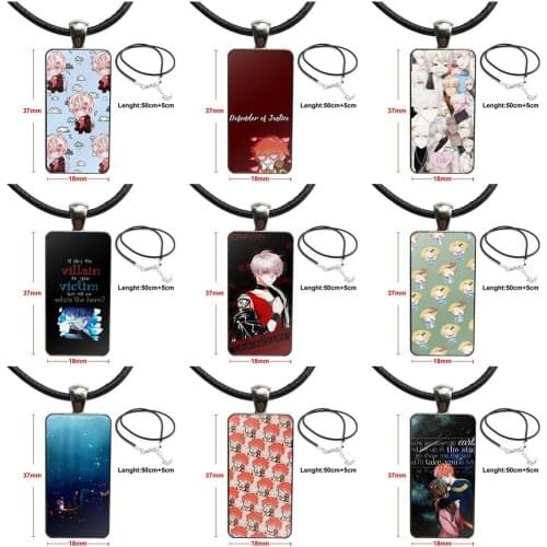 Japan Mystic Messenger For Girls Best Gift Glass Cabochon Pendant Necklace Rectangle Fashion Necklace