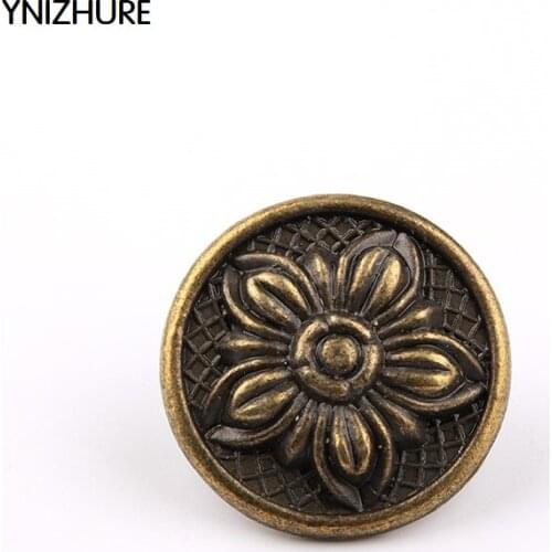 YNIZHURE 10pcs 31*16mm Limited Sale Knob Puxadores Flower Bronze Dome Antique Handle Drawer Pull Trim Single Hole Alloy