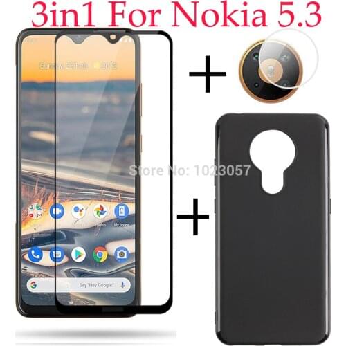 3in1 Full Cover Tempered Glass Case Camera Lens Screen Protector Protective Glass For Nokia 5.3 TA-1234 TA-1223 TA-1227 TA-1229