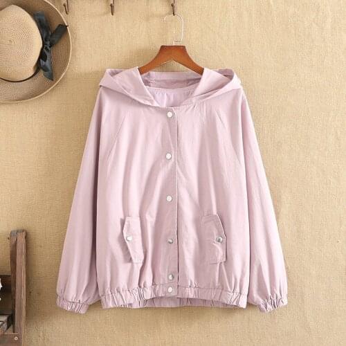 Plus Size Women Coat Spring And Autumn Wear Hooded Long Sleeve Extra Large Loose Jacket Large Size Solid Color Tops For Fatwomen