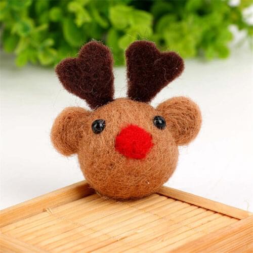 1PC Cute Wool Felt DIY Craft Elk Animal Pattern Poke DIY Kits Multiuse Christmas Tree Bag Decorations Brooch Children Hair Band