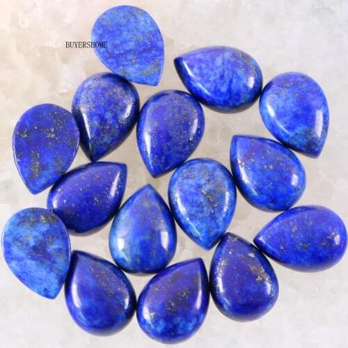 10Pcs 13x18MM Natural Stone Blue Lapis No Drilled Hole Water Drop Cabochon CAB Bead For DIY Jewelry Making Ring K810