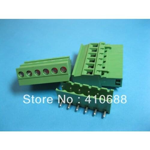 20 Pcs 6way/pin Pitch 5.08mm Screw Terminal Block Connector 2EDCD-5.08A-2EDCR Green Color Pluggable Type Angle HOT Sale
