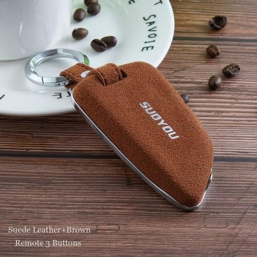 3 4 Button Suede Leather Car Remote Key Fob Shell Cover Case For BMW 320li/523li/525li/528li/530 /X1/X2/X5/X3/X4/X6 Skin Holder