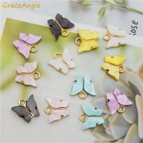 6pcs Butterfly Charms Lovely DIY Animal Pendant Enamel Charms Butterfly Pendant DIY Popular Metal Necklace Earrings Accessories
