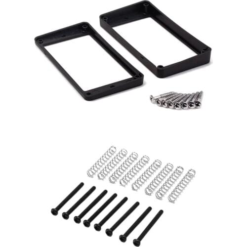 8 Pcs M2.5X32mm Electric Guitar Humbucker Pickups Screw and Spring & 2PCS Black Curved Humbucker Pickups Frame Rings