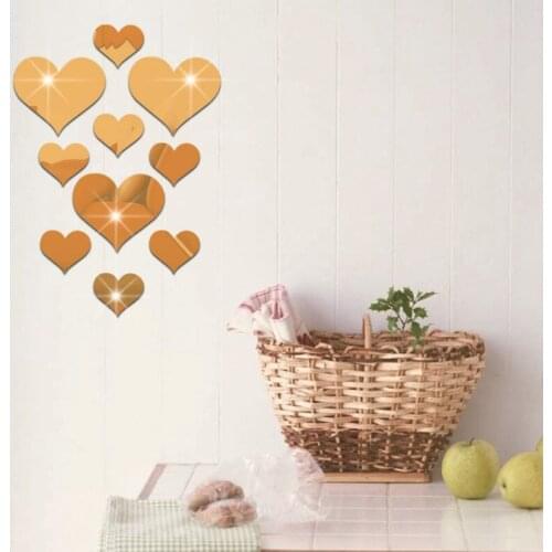 DIY Acrylic Love Mirror Wall Sticker Durable Simple Wall Stickers Decal Removable Paster for Living Room Art Home Decor