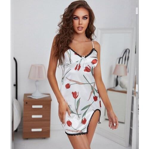 Satin Women Dress Slim Female Nightgown Lady Sexy Spaghetti Strap Night Dress Nighties Sleeveless Sleepwear Nightwear Lingerie