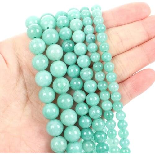 Natural Stone Beads Optimized Burmese Jade Charm Round Loose Beads for Jewelry Making Needlework Bracelet DIY 4-12 MM