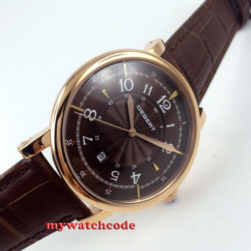 Big sale 43mm Debert coffee dial rose gold case Automatic mens women Watch 8