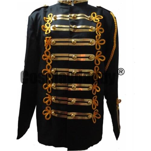 Military Prince Black Cosplay Costume Gold Stripe Short Jacket
