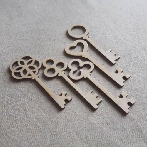 Wooden keys Shape Craft Embellishments Decoration Gift Decoupage Card Making Scrapbooking