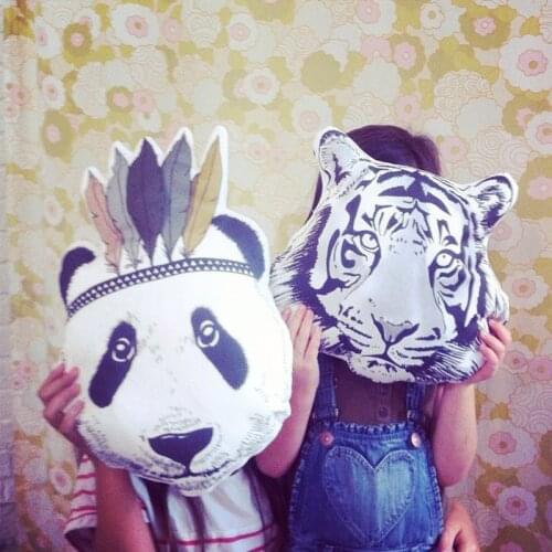 INS Indian Panda Cushion Baby Cotton Pillow Dolls Accompany Sleep Children Crib Soft Stuffed Toy Bedroom Decoration Kids Gift