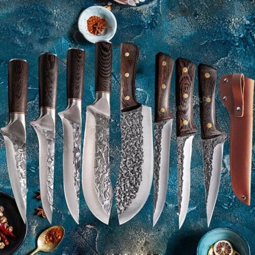 Forged Stainless Steel Hammered Butchers Knife Meat Cleaver Bone Knife Kitchen Kitchen Knife Fish Cutting Knife Cooking Knife