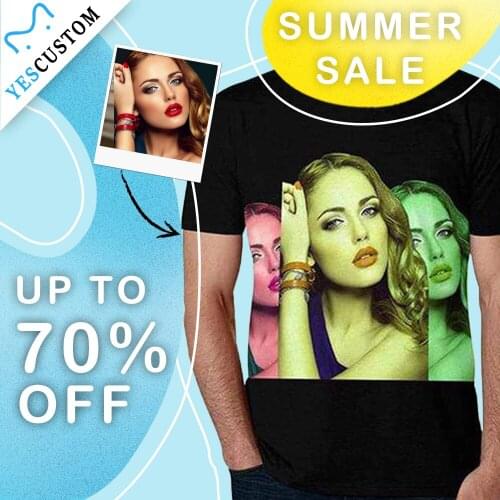 M YesCustom Photo Men All Over Print Colorful T-Shirt Birthday Gift Personalized Customized Pet Design My Face Photo for Pup Tee