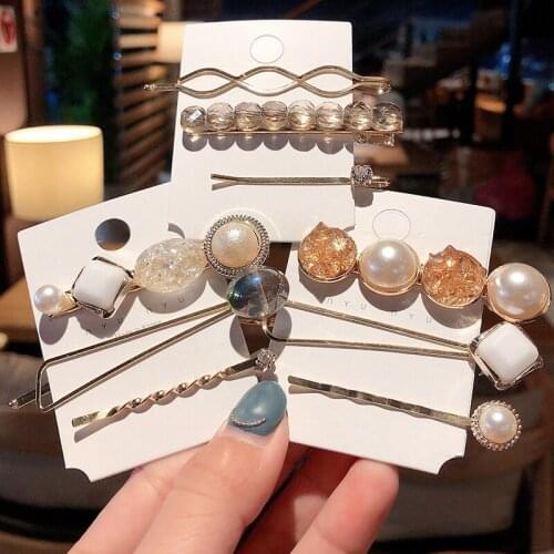 3Pcs/Set Crystal Bead Metal Hair Clip Hairband Bobby Pin Barrette Hairpin Headdress Accessories Beauty Styling Tools New Arrival