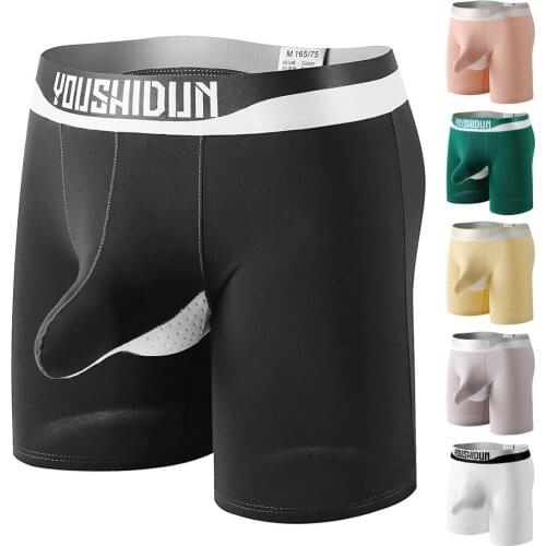 Fashion Mens Sexy Cotton Boxer Shorts Comfortable Plus Size Mid-Waist Briefs Breathable Penis Sheath Underwear Mens Underware