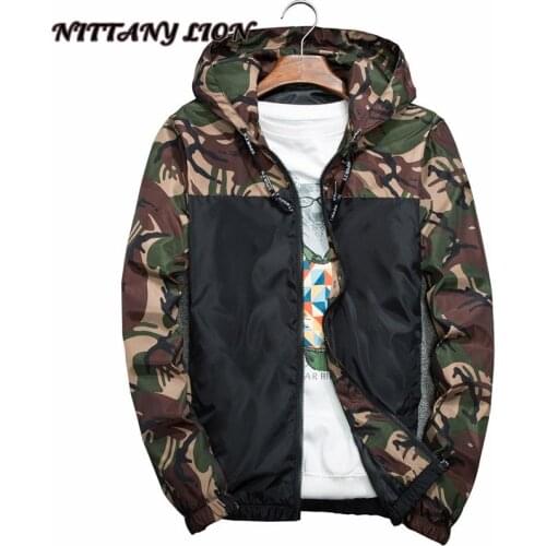 2021 Men Camouflage Jacket Coat Spring Autumn Casual Hoodies Solid Color Splicing Large Size Baseball Clothes Wear Windbreaker