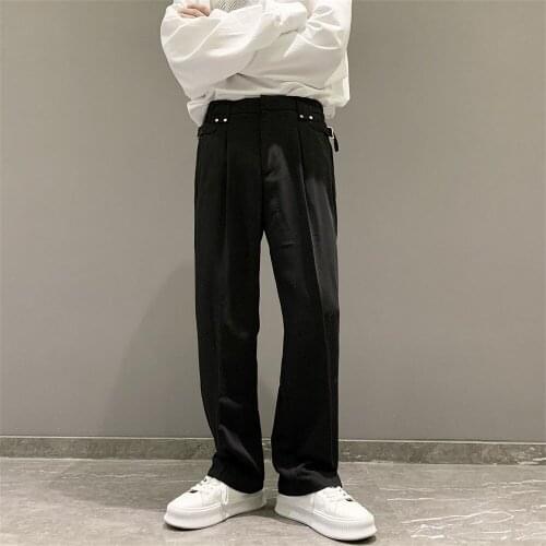 INXYZ The Latest Men Casual Business Style Straight Trousers Solid Color Oversize Spring Autumn All-match Trousers