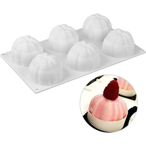 New 6-cavity pumpkin cake silicone mold Halloween pumpkin chocolate fudge pudding ice cream 3D mold baking cake decoration tool