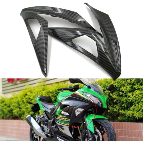 Motorcycle Carbon Fiber Look Side Fairing Panel Cowl Turn Singal Light Cover For Kawasaki Ninja 300 2013 2014 2015 2016 2017