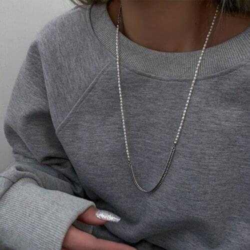 Natural Freshwater Pearl Pendant Necklaces for Women Chunky Stainless Steel Chain Circles Baroque Pearl Necklaces Elegant